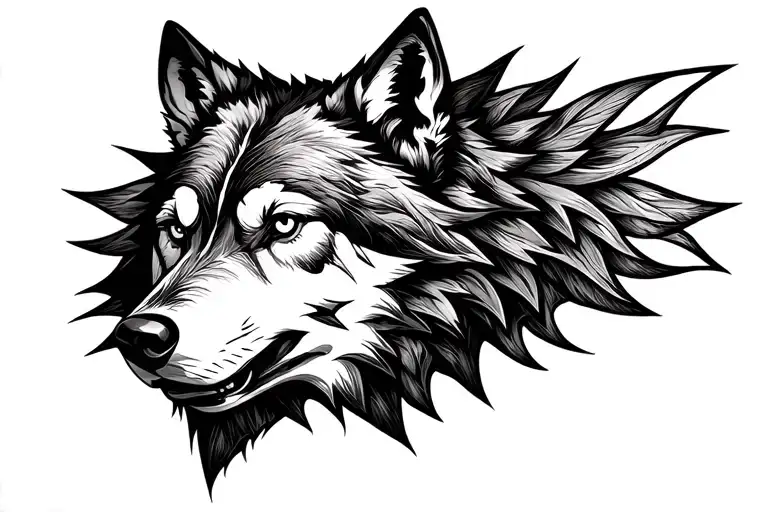 Bold Lining Wolf Face Chest