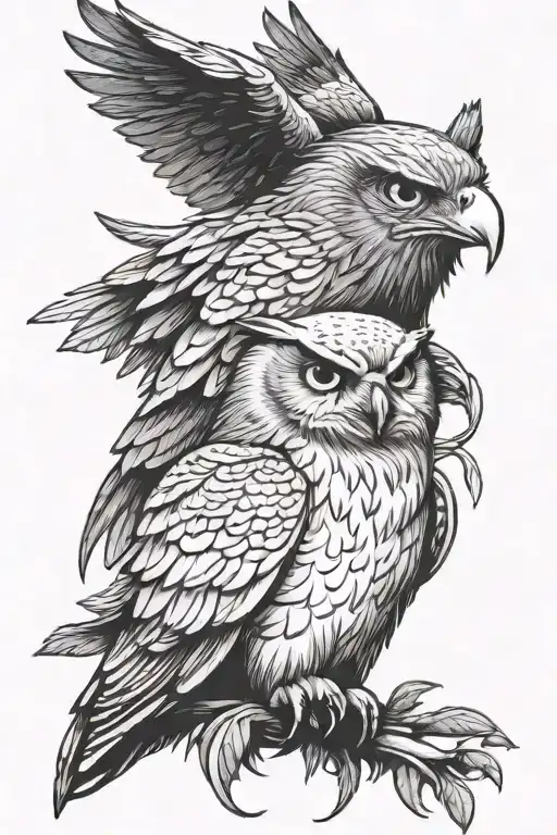 Owl And Bald Eagle
