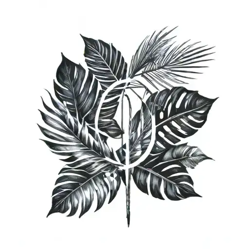 Palm Leaves That Make A Half Circle Around The Forearm With Yhwh Connecting The Leaves