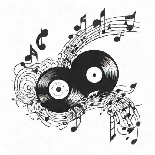 A Vinyl Records Symbolizing My Favorite Music With Musical Notes Falling