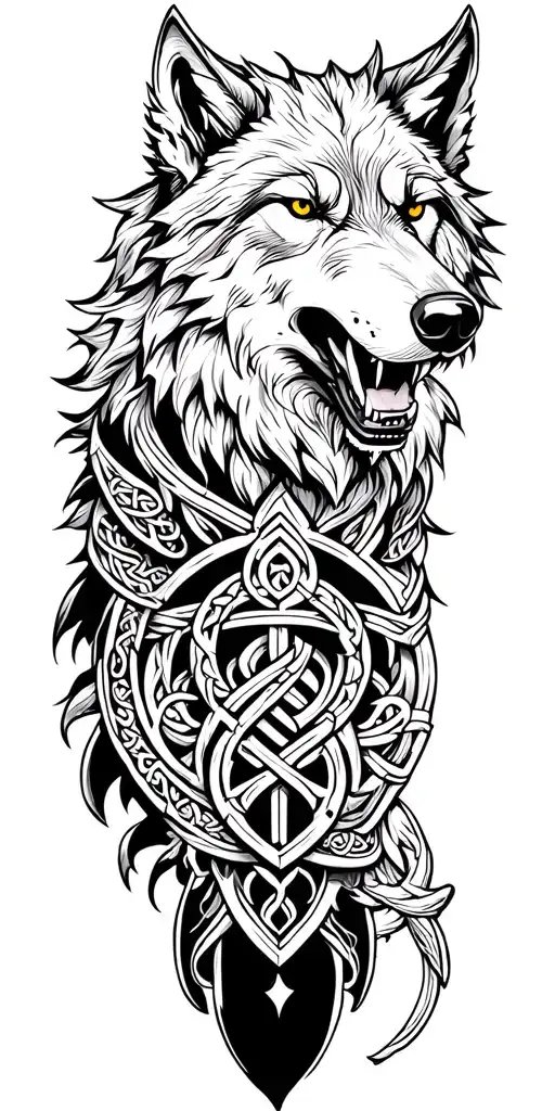 Celtic Wolf Surrounded By Armor
