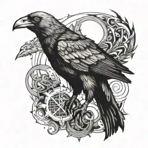 Crow With The Symbol Of Chaos