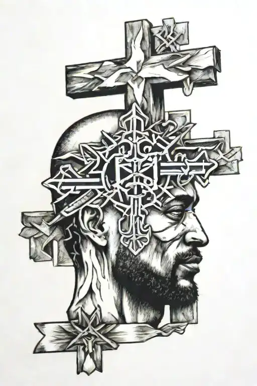 Jesus Is Amazing And A Malcom X Head And A Mlk Head And Three Crosses