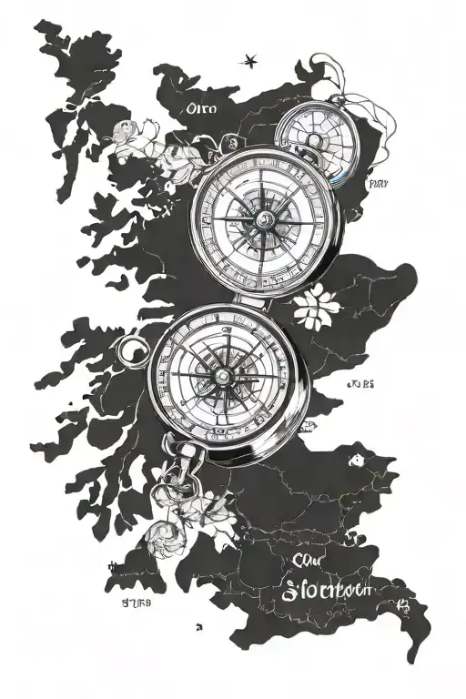 Compass On Scotland Map
