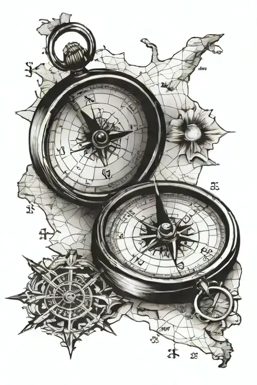 Old Compass On Old Scotland Map