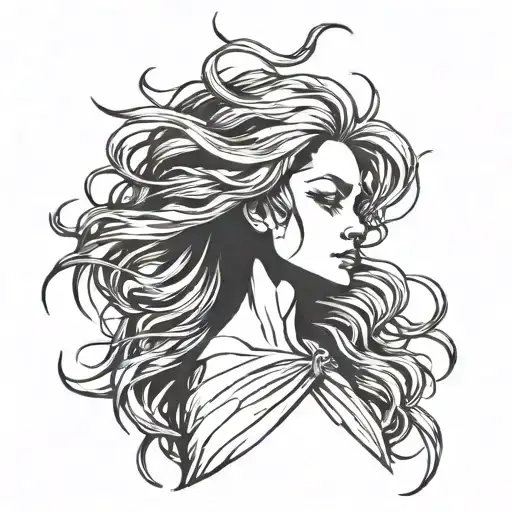 Angel Woman Hair In The Wind