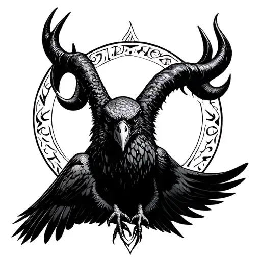 Raven With Balphobet Horns Emerging