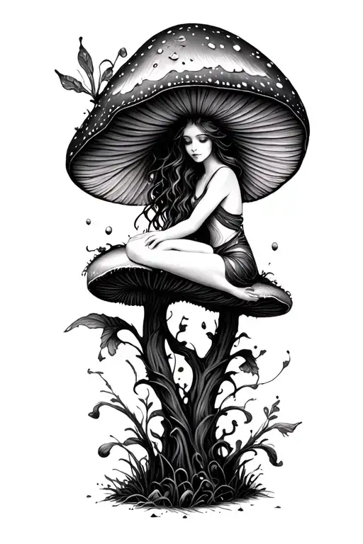 Fairy Sitting On Mushroom