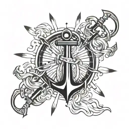 Ship Propeller And Anchor Surrounded