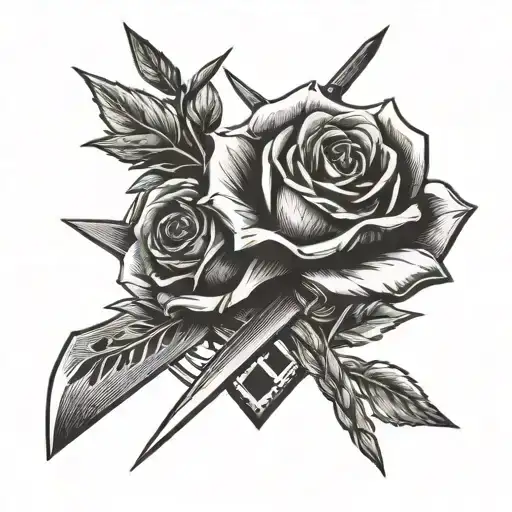 Roses Blood Crossed Arrows And Knife
