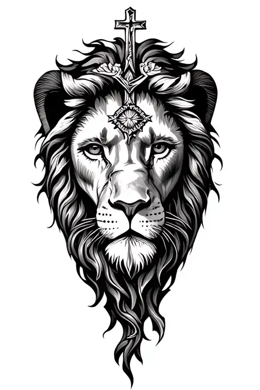 Lion With Cross In Eye Representing Jesus Christ