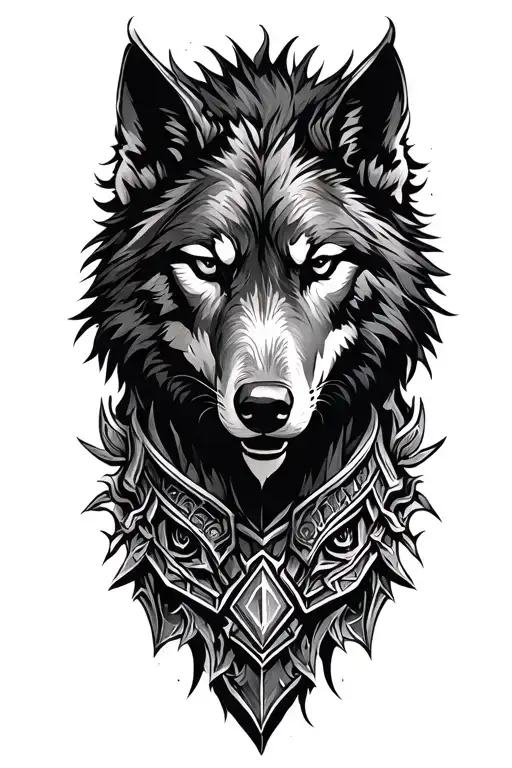 Black Wolf Head On Armor
