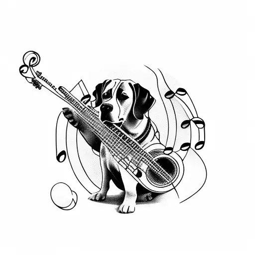A Dog Playing Various Musical Instruments