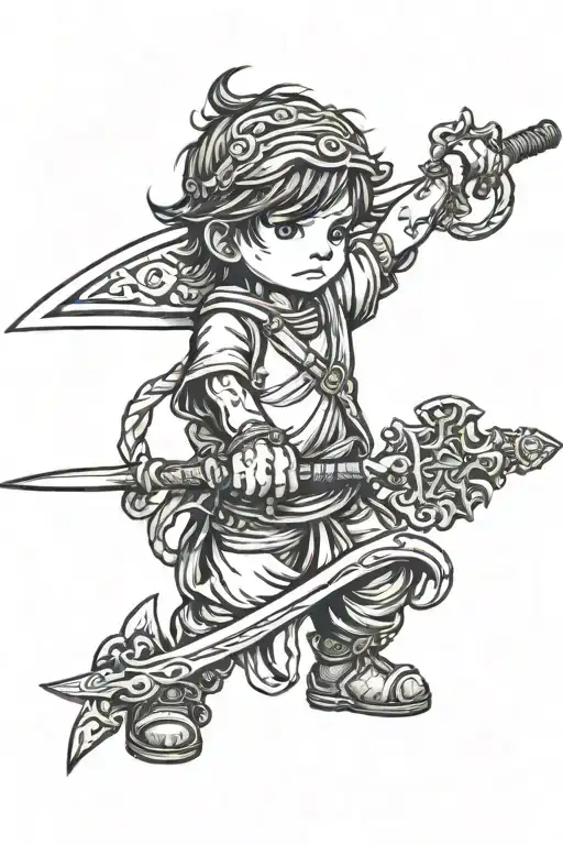 Little Person Pulling Sword With Rope