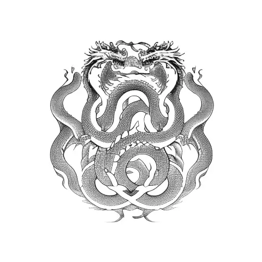 A House Of The Dragon Emblem With Intertwining Snakes
