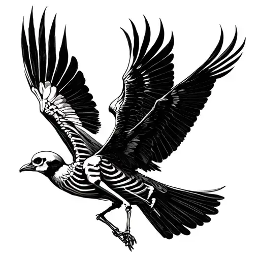 Two Birds Flying One Live One A Skeleton Homage To Death