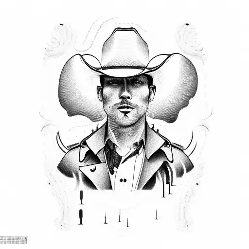 Trench Coat Cowboy With Cigarette