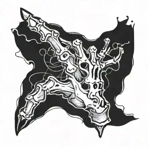 Skeleton Hand Doing W Sign