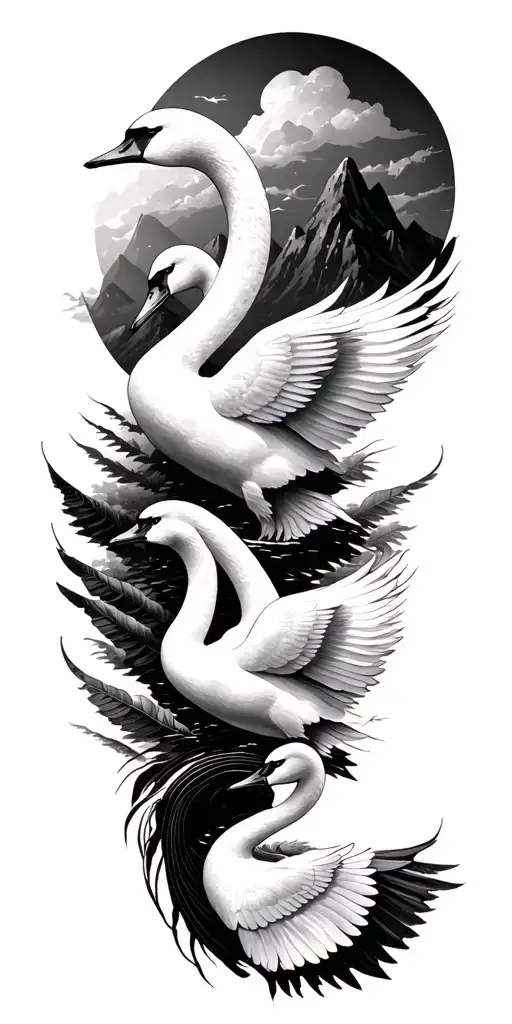 4 Swans In Mountain's