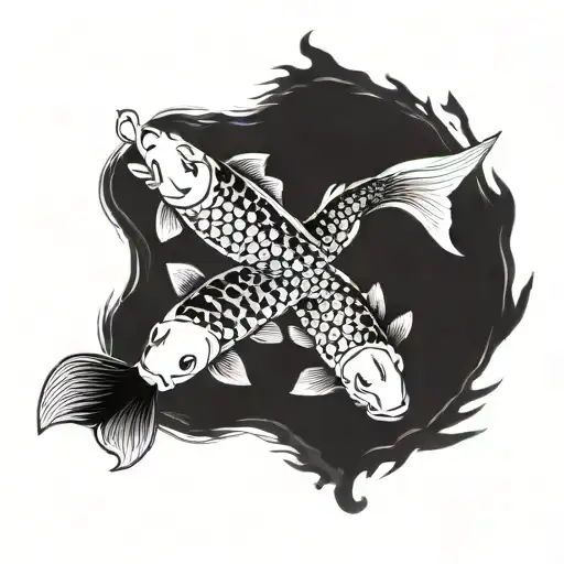 Koi Carps Swimming In Circle