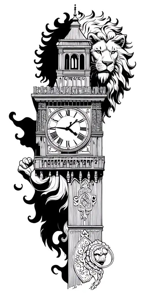 Lion And Clock Tower
