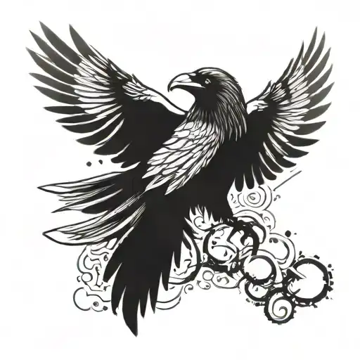 808 Numbers With A Crow With Open Wings