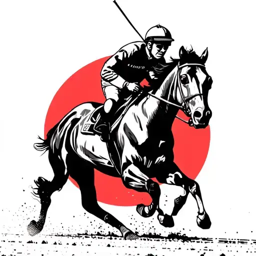 Horse And His Jockey Running In A Red Circle