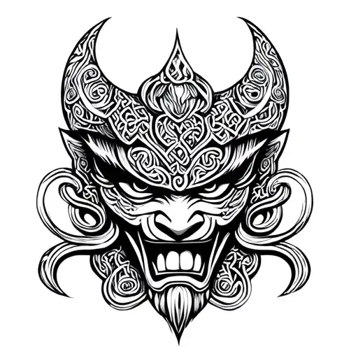 Celtic Japanese Oni Mask