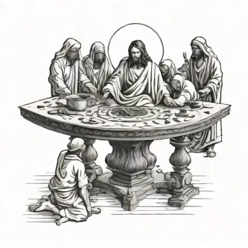 Jesus Flipping Table At A Temple Surrounded By Angry Pharisees