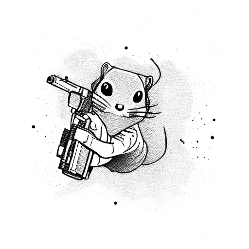 Flying Squirrel Holding A Gun And Wearing Military Gear While Flying Through The Air