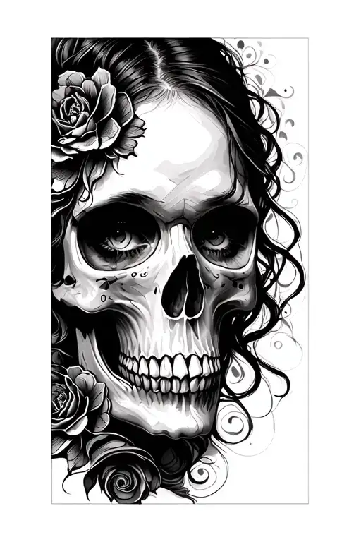 The Face Of A Woman With A Skull