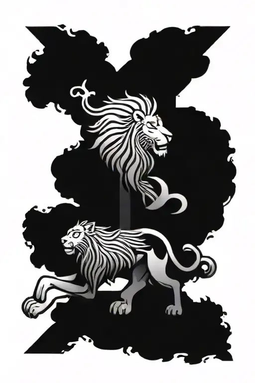 Christian Cross With Lion