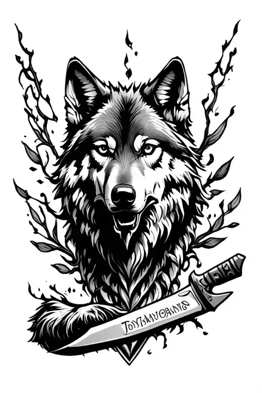 Wolf With Knife Surrounded