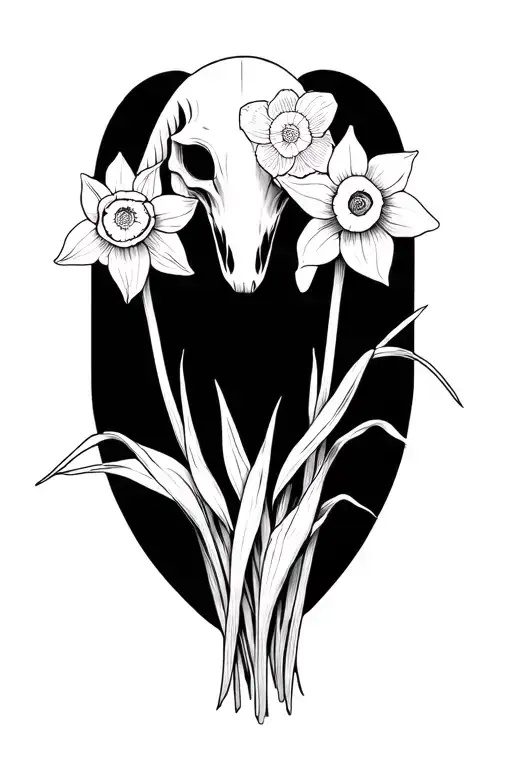 Mari Lwyd With Daffodils Growing