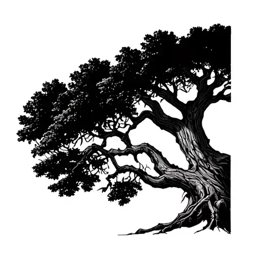 Large Oak Tree Cut In Half