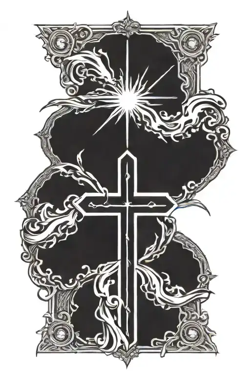 Cross Surrounded With Sun Rays