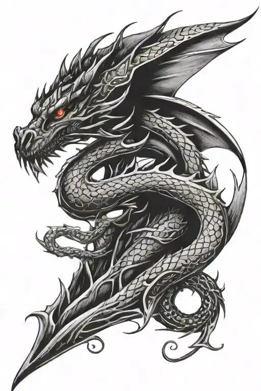 Dragon In Collar Bone Tattoo Design