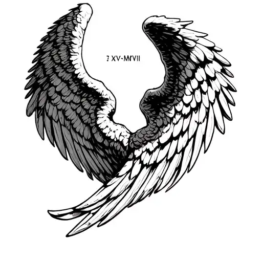Angel Wings With The Roman Numerals Ii-xv-mmvii Under It