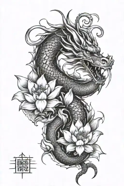 Dragon And Lotus Flower