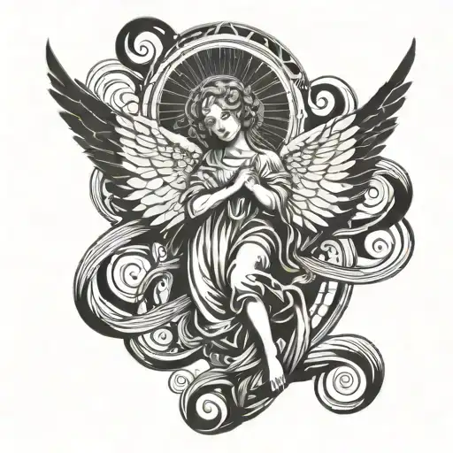 Seraphim Angel With Spiral Background Representing