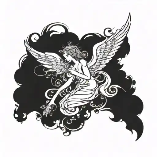 Seraphim Angel With Spiral Background