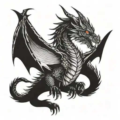 A Dragon With Outstretched Wings On A Triceps Muscle