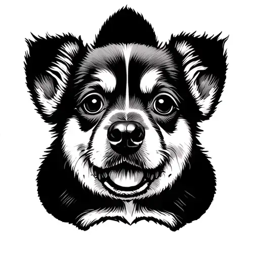 Shitzhu Dog Face Inside A Paw Print Surrounded