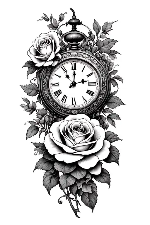 Clock And Roses