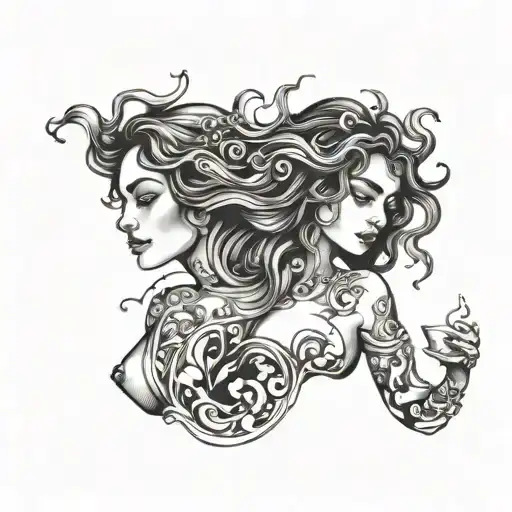 Aquarius Woman The Face And Water For Belly Woman