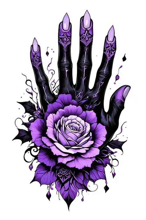 Gothic Purple And Black Hand And Wrist