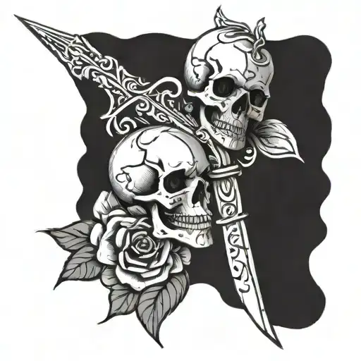 Skulls Dagger Roses