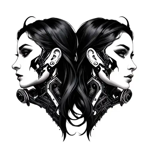 Cyborg Gemini Sisters Facing