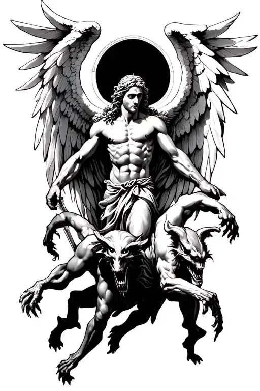 St Michael Arch Angel Slaying A Demon