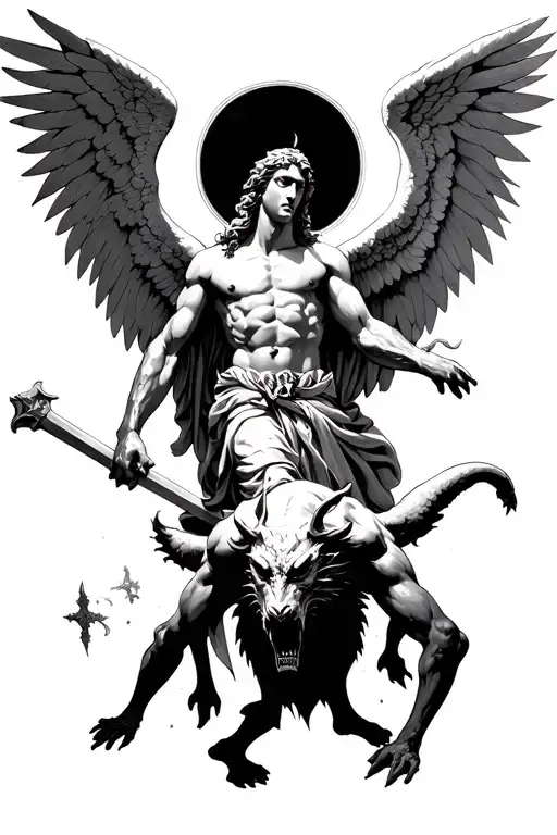 St Michael Arch Angel Slaying A Demon